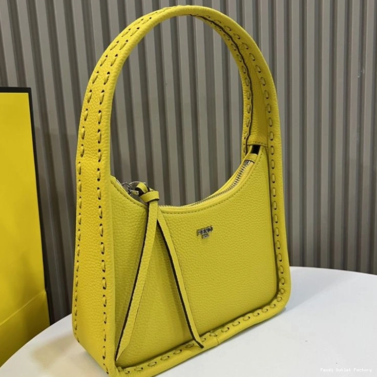 Vintage HOT In Leather Bag Romano Mini Fendi Fendessence Yellow Cuoio 0817